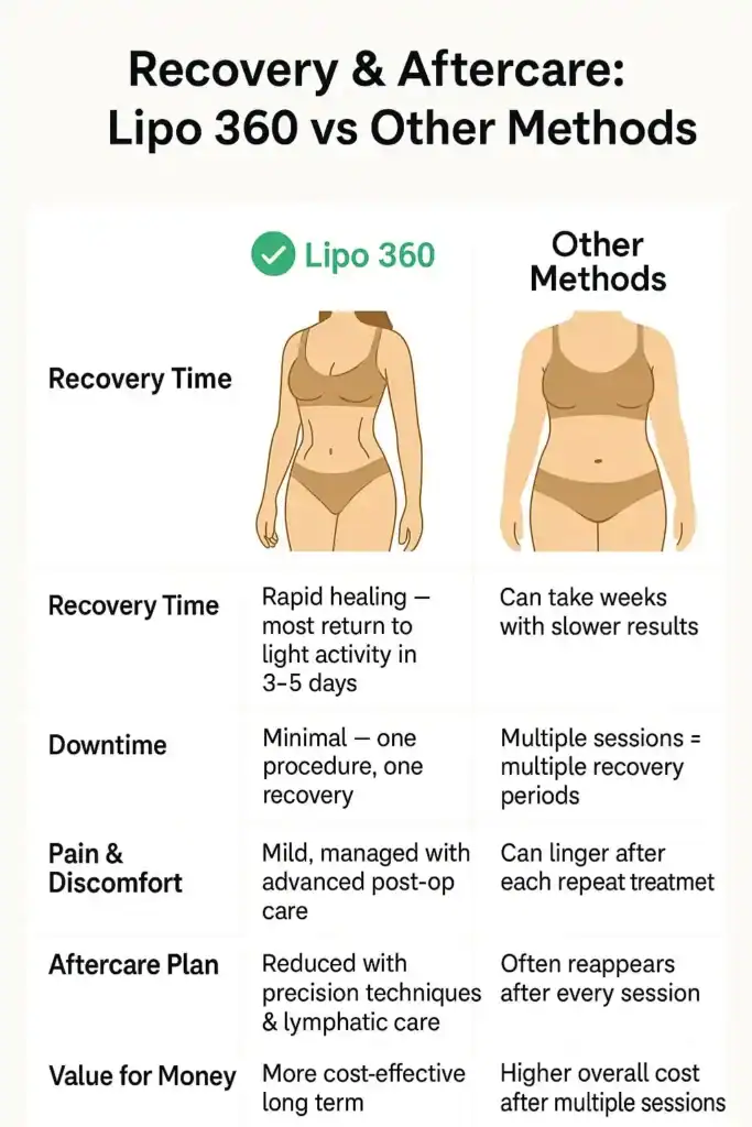 Recovery and Aftercare for Fat-Dissolving Surgery 2 Table to show fat dissolving injection aftercare Buckingham