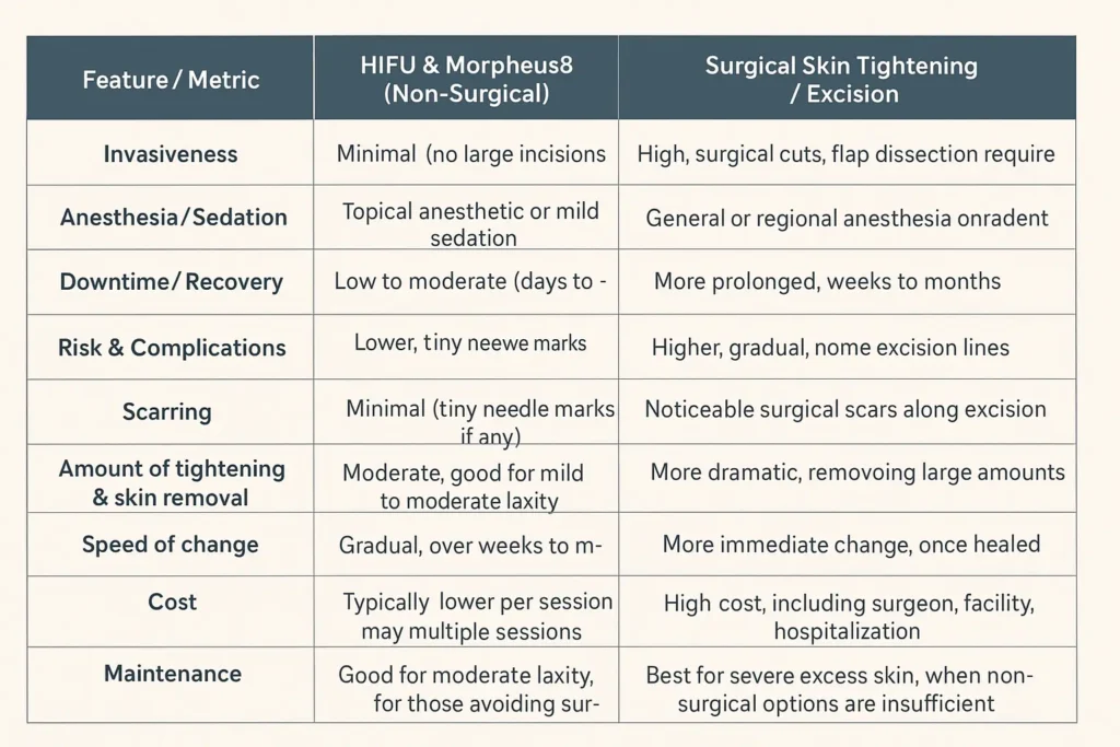 The Science of Skin Tightening 2 Table of skin tightening Buckingham benefits compared to surgical options